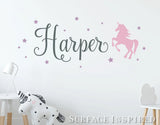 Unicorn Wall Decal With Personalized Name Kids Wall Decal Removable Wall Decals Stickers