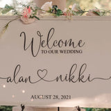 Vinyl Decal For Wedding Sign Welcome To Our Wedding Personalized Wedding Decor