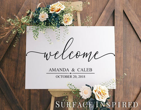 Vinyl Decal For Wedding Sign Welcome Personalized Wedding Decor