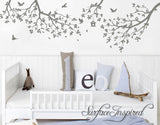 Nursery Wall Decal Tree Wall Decal Kids Wall Decal Whimsical Branches With Birds and Birdhouse