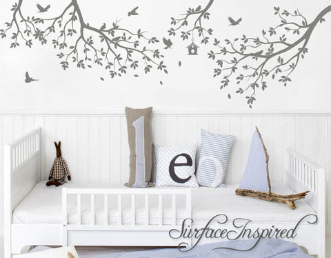 Nursery Wall Decal Tree Wall Decal Kids Wall Decal Whimsical Branches With Birds and Birdhouse