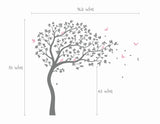 Large Whimsical Summer Tree Wall Decal with Birds. Get custom colors at no charge!