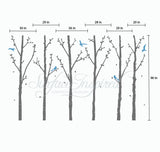 Winter Tree Wall Decals with Flying Birds and Leaves